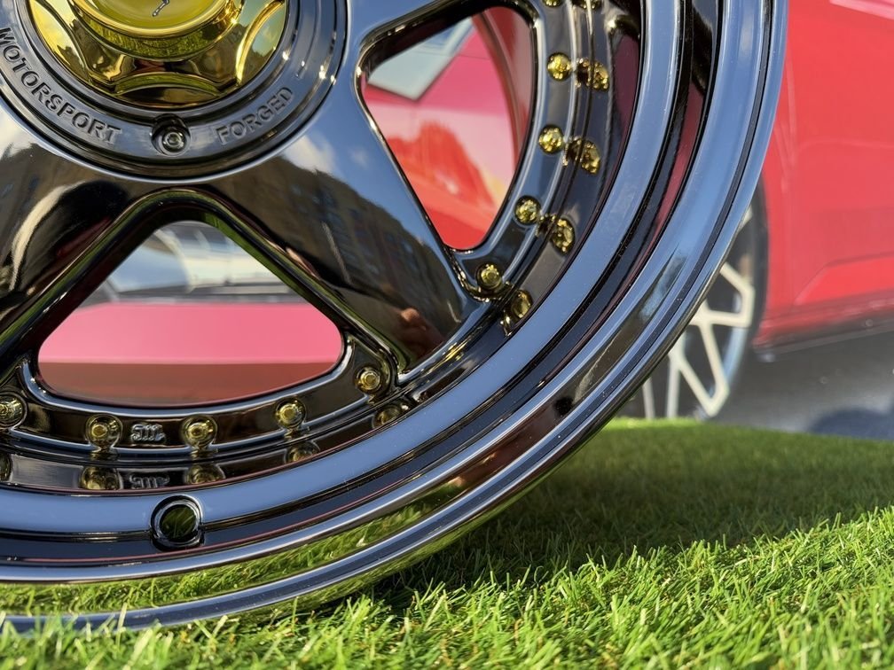 Ferrari Azev Type A Style R17X8.5J 5X112/5X120 ET25 72.6 Black chrome with gold rivets 7