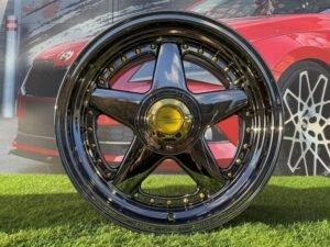 Ferrari Azev Type A Style R17X8.5J 4X100/5X100 ET25 73.1 Black Chrome with Gold Rivets