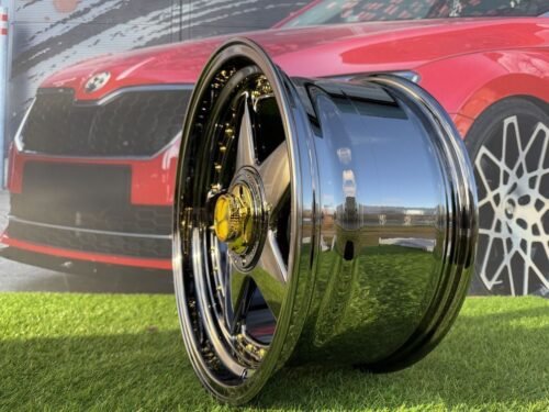 Ferrari Azev Type A Style R17X8.5J 4X100/5X100 ET25 73.1 Black Chrome with Gold Rivets