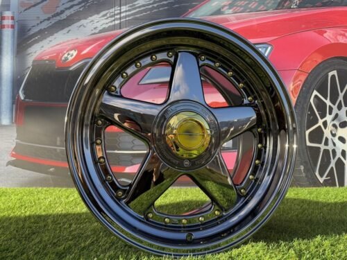 Ferrari Azev Type A Style R17X8.5J 4X100/5X100 ET25 73.1 Black Chrome with Gold Rivets