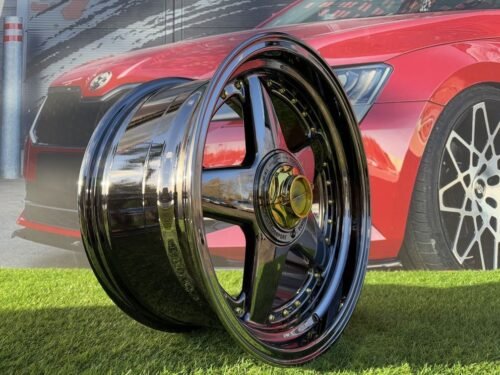 Ferrari Azev Type A Style R17X8.5J 4X100/5X100 ET25 73.1 Black Chrome with Gold Rivets