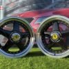 Ferrari Azev Type A Style R17X10J 5X112/5X120 ET15 72.6 Gloss Black with Diamond cut lip and gold Rivets
