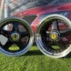 Ferrari Azev Type A Style R17X10J 5X112/5X120 ET15 72.6 Gloss Black with Diamond cut lip and gold Rivets