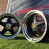 Ferrari Azev Type A Style R17X10J 5X112/5X120 ET15 72.6 Gloss Black with Diamond cut lip and gold Rivets