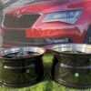 Ferrari Azev Type A Style R17X10J 5X112/5X120 ET15 72.6 Gloss Black with Diamond cut lip and gold Rivets