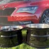 Ferrari Azev Type A Style R17X8.5J 5X112/5X120 ET25 72.6 Gloss Black with Diamond cut lip and gold Rivets