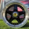 Ferrari Azev Type A Style R17X10J 5X112/5X120 ET15 72.6 Gloss Black with Diamond cut lip and gold Rivets