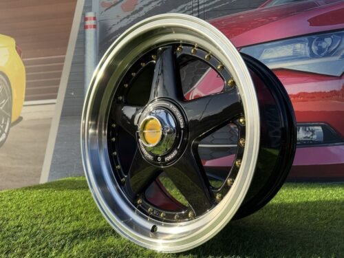 Ferrari Azev Type A Style R17X8.5J 8X100/108 ET25 73.1 Black with Gold Rivets