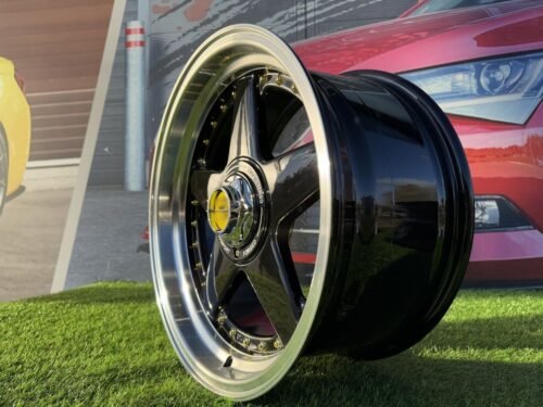 Ferrari Azev Type A Style R17X8.5J 8X100/108 ET25 73.1 Black with Gold Rivets
