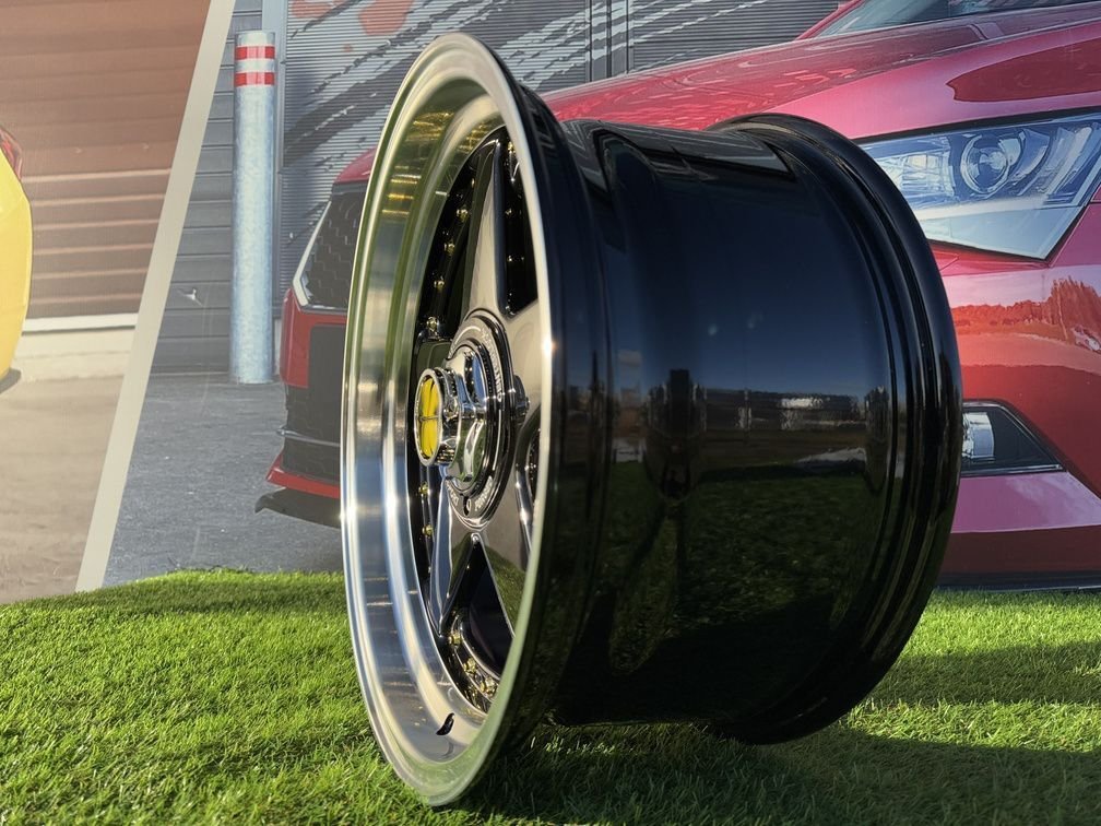 Ferrari Azev Type A Style R17X8.5J 8X100/108 ET25 73.1 Black with Gold Rivets 6