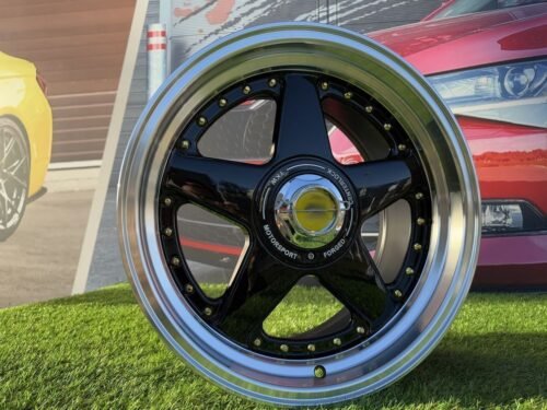 Ferrari Azev Type A Style R17X8.5J 8X100/108 ET25 73.1 Black with Gold Rivets