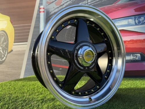 Ferrari Azev Type A Style R17X8.5J 8X100/108 ET25 73.1 Black with Gold Rivets