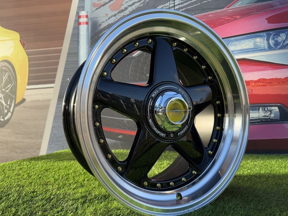 Ferrari Azev Type A Style R17X8.5J 8X100/108 ET25 73.1 Black with Gold Rivets 8