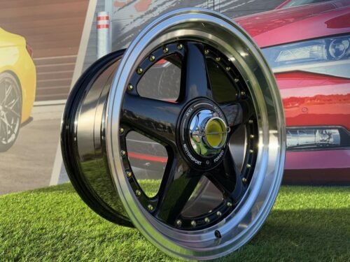 Ferrari Azev Type A Style R17X8.5J 8X100/108 ET25 73.1 Black with Gold Rivets
