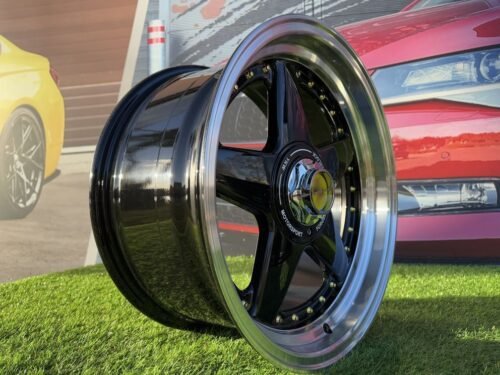 Ferrari Azev Type A Style R17X8.5J 8X100/108 ET25 73.1 Black with Gold Rivets