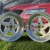 Ferrari 348 Style R15X8.25J 4X100 ET25 73.1 White with Diamond cut lip and gold rivets