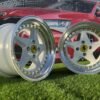 Ferrari 348 Style R15X8.25J 4X100 ET25 73.1 White with Diamond cut lip and gold rivets