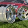 Ferrari 348 Style R15X8.25J 4X100 ET25 73.1 White with Diamond cut lip and gold rivets