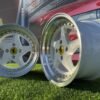 Ferrari 348 Style R15X8.25J 4X100 ET25 73.1 White with Diamond cut lip and gold rivets