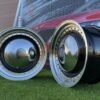 Smoothie Classic Style R17X7.5J 5X100/5X112 ET30 73.1 Gloss Black with Diamond cut lip and gold rivets