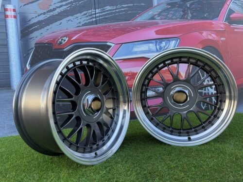 Laredo BBS LM style R17X8.5J 5X112/5X120 ET20 72.56 Grey with Diamond cut lip and black rivets
