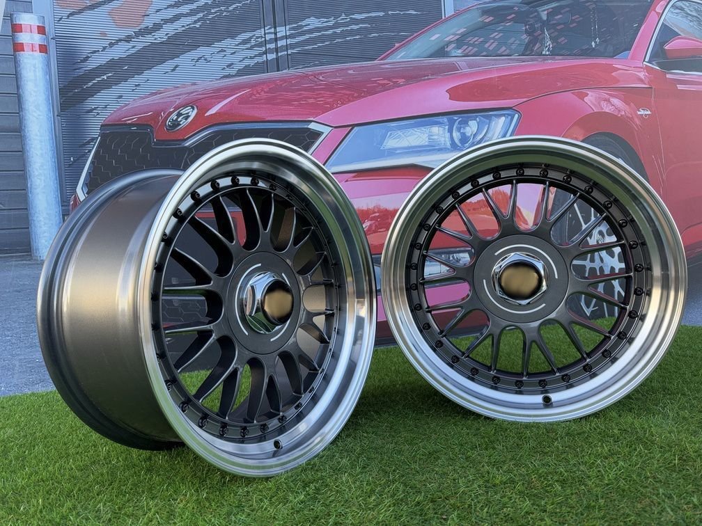 Laredo BBS LM style R17X8.5J 5X112/5X120 ET20 72.56 Grey with Diamond cut lip and black rivets 3