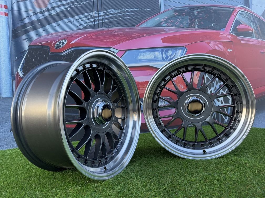 Laredo BBS LM style R17X8.5J 5X112/5X120 ET20 72.56 Grey with Diamond cut lip and black rivets 4