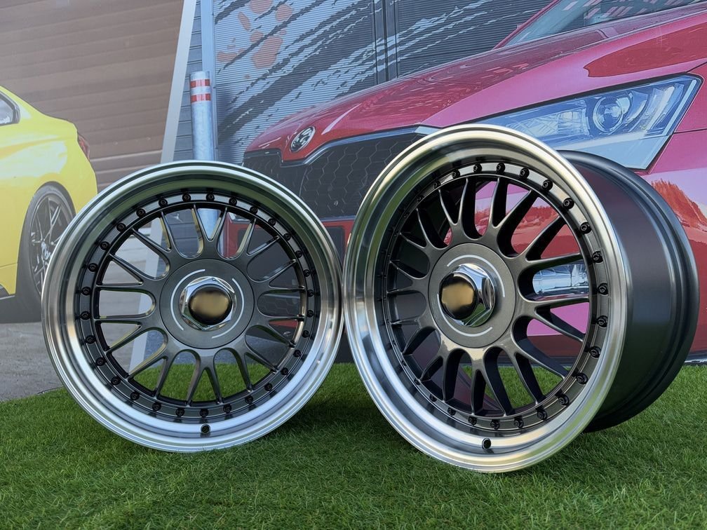 Laredo BBS LM style R17X8.5J 5X112/5X120 ET20 72.56 Grey with Diamond cut lip and black rivets 5