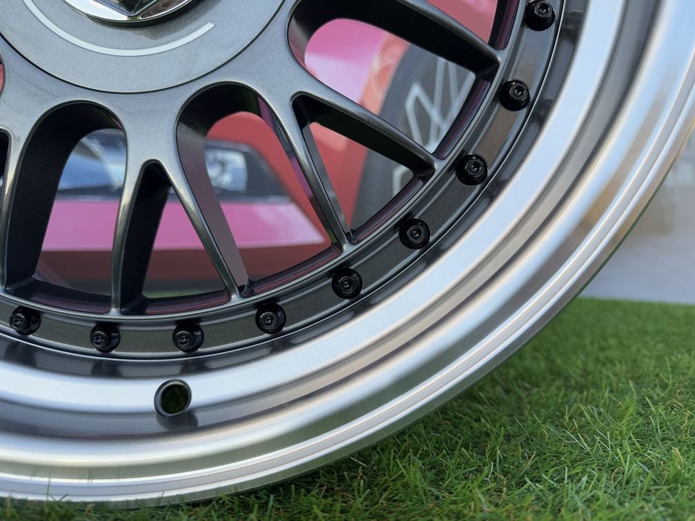 Laredo BBS LM style R17X8.5J 5X112/5X120 ET20 72.56 Grey with Diamond cut lip and black rivets 8