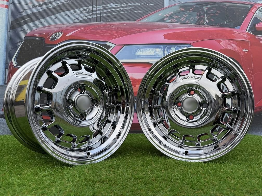 VW Classic Steel Type 2 Style R15X8.25J 4X100 ET20 73.1 Black Chrome 2