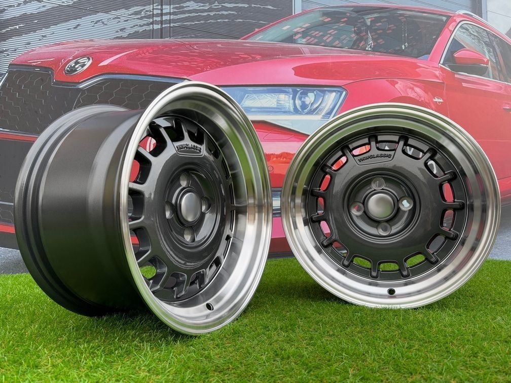 VW Classic Steel Type 2 Style R15X8.25J 4X100 ET20 73.1 Grey with Diamond cut lip 2