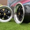 Porsche Fuchs Style R16X7J 5X130 ET23.3 71.6 Gloss Black with Milled Lip