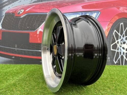 Porsche Fuchs Style R16X7J 5X130 ET23.3 71.6 Gloss Black with Milled Lip