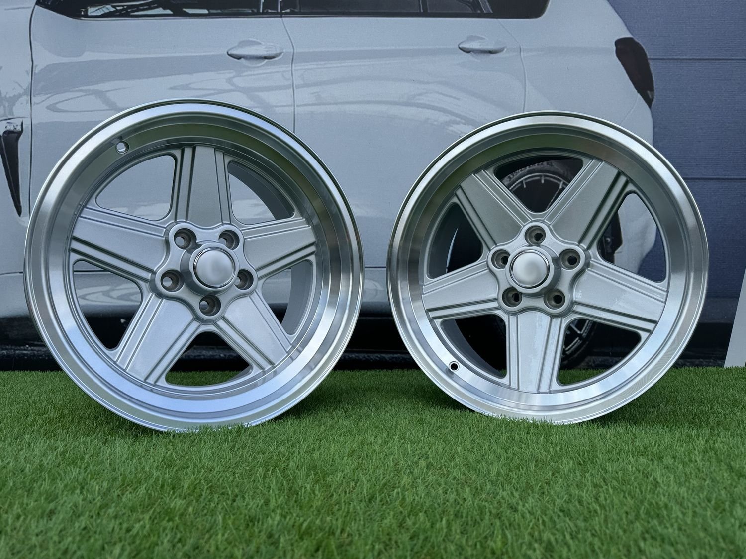 Mercedes Benz AMG Penta style R17x8 5X112 ET12 66.6 Silver with diamond cut lip 2