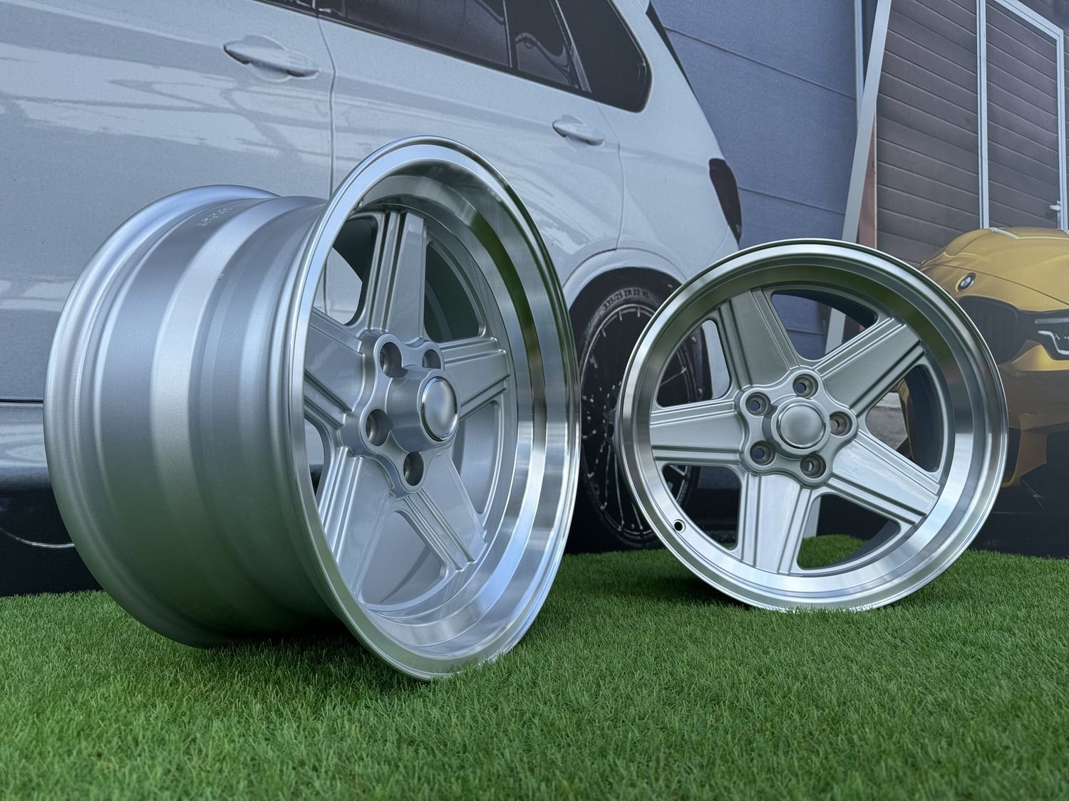 Mercedes Benz AMG Penta style R17x9 5X112 ET12 66.6 Silver with diamond cut lip 4