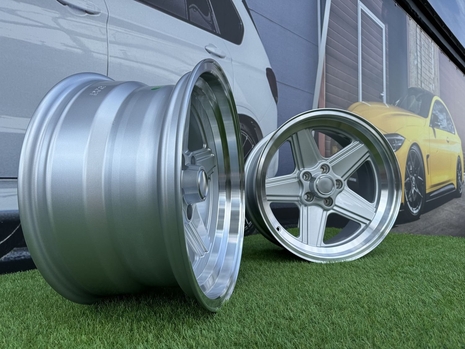 Mercedes Benz AMG Penta style R17x9 5X112 ET12 66.6 Silver with diamond cut lip 6