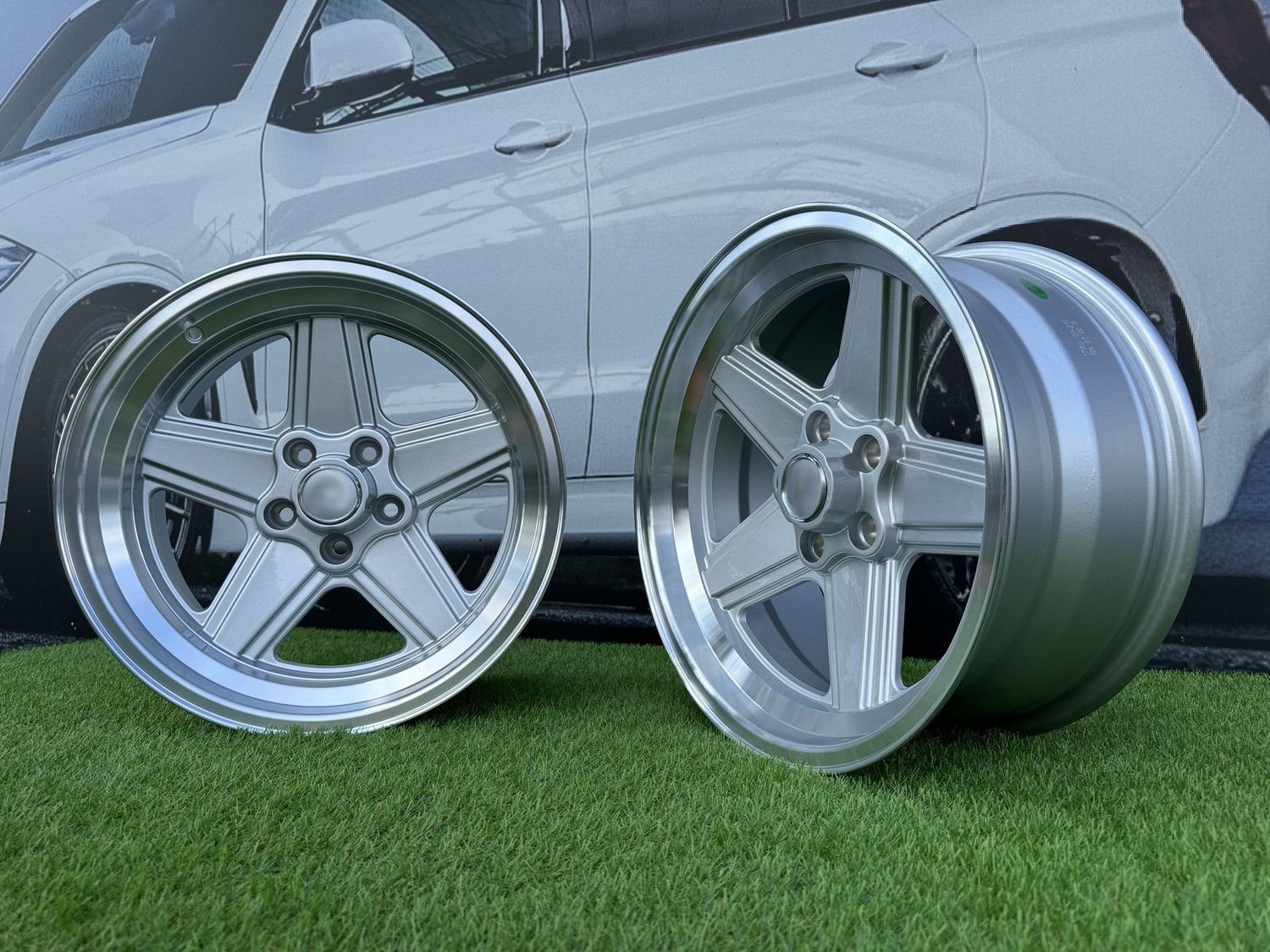 Mercedes Benz AMG Penta style R17x8 5X112 ET12 66.6 Silver with diamond cut lip 8