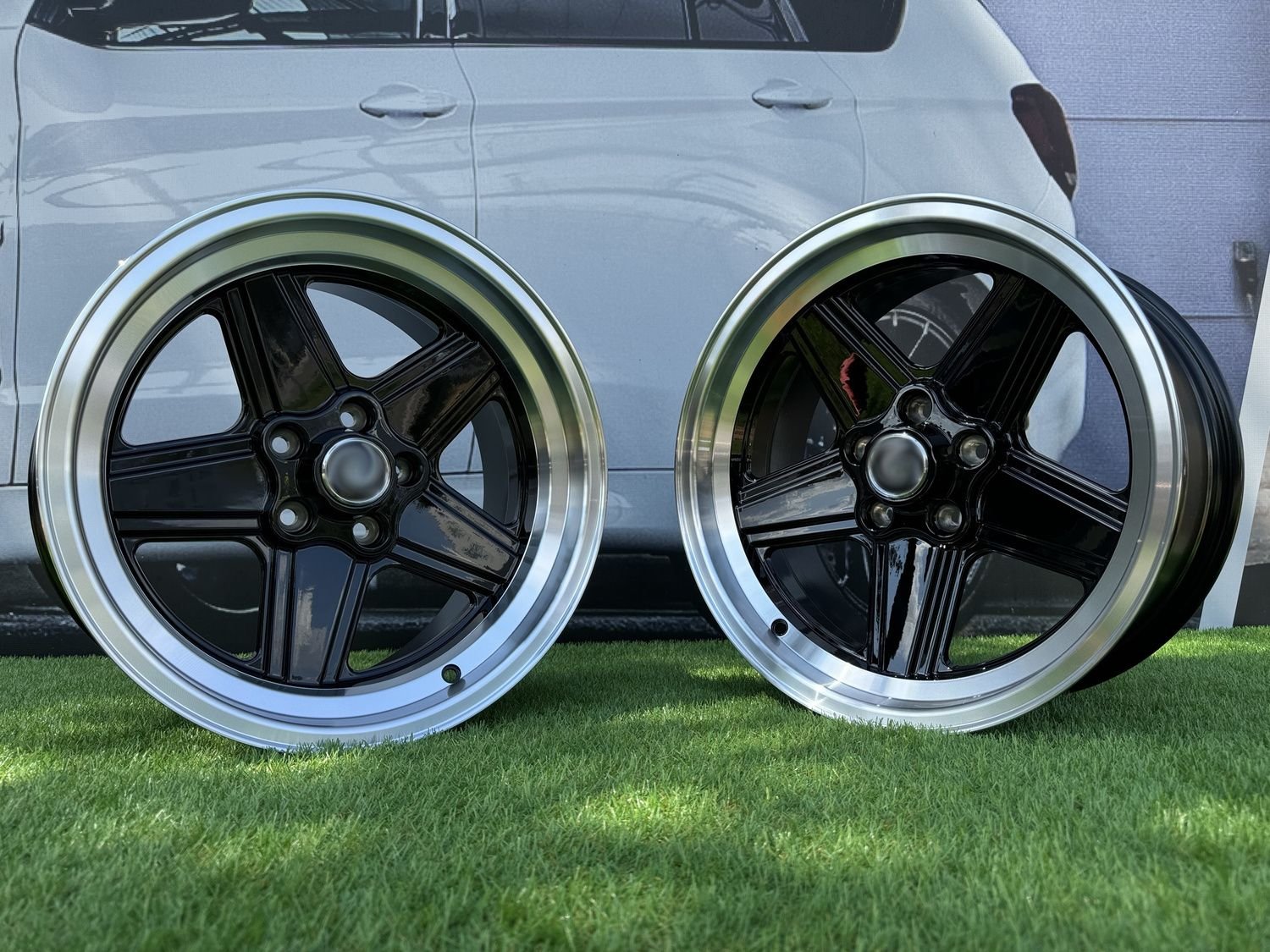 Mercedes Benz AMG Penta style R17x8 5X112 ET12 66.6 Black with Diamond Cut lip 2