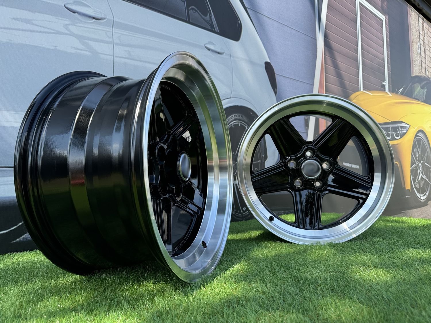 Mercedes Benz AMG Penta style R17x9 5X112 ET12 66.6 Black with Diamond Cut lip 4