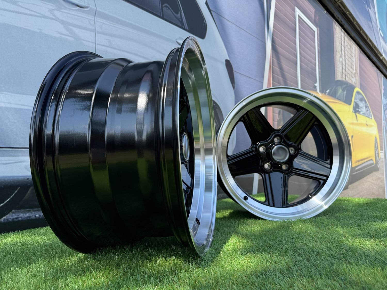 Mercedes Benz AMG Penta style R17x8 5X112 ET12 66.6 Black with Diamond Cut lip 5