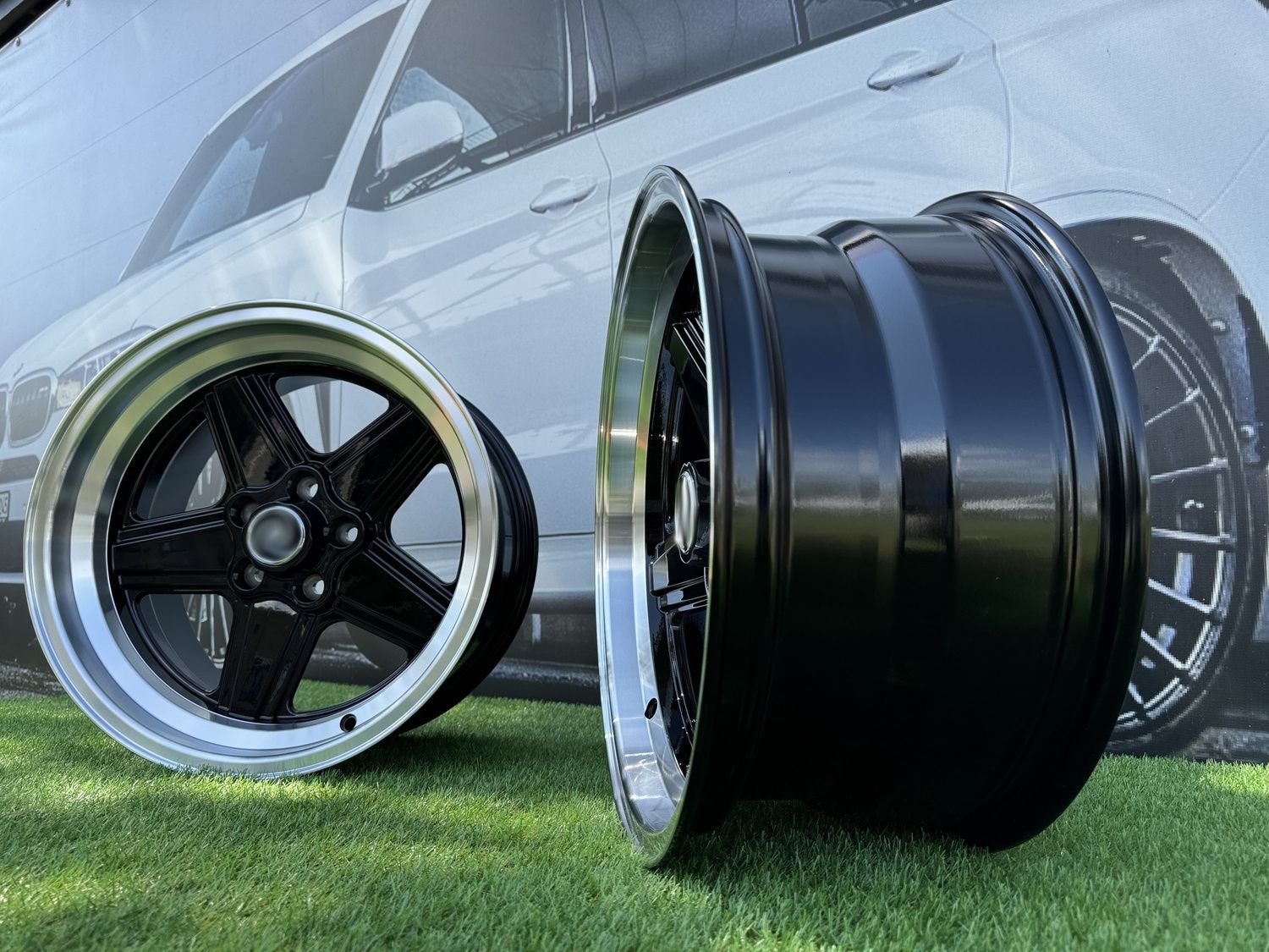 Mercedes Benz AMG Penta style R17x8 5X112 ET12 66.6 Black with Diamond Cut lip 9