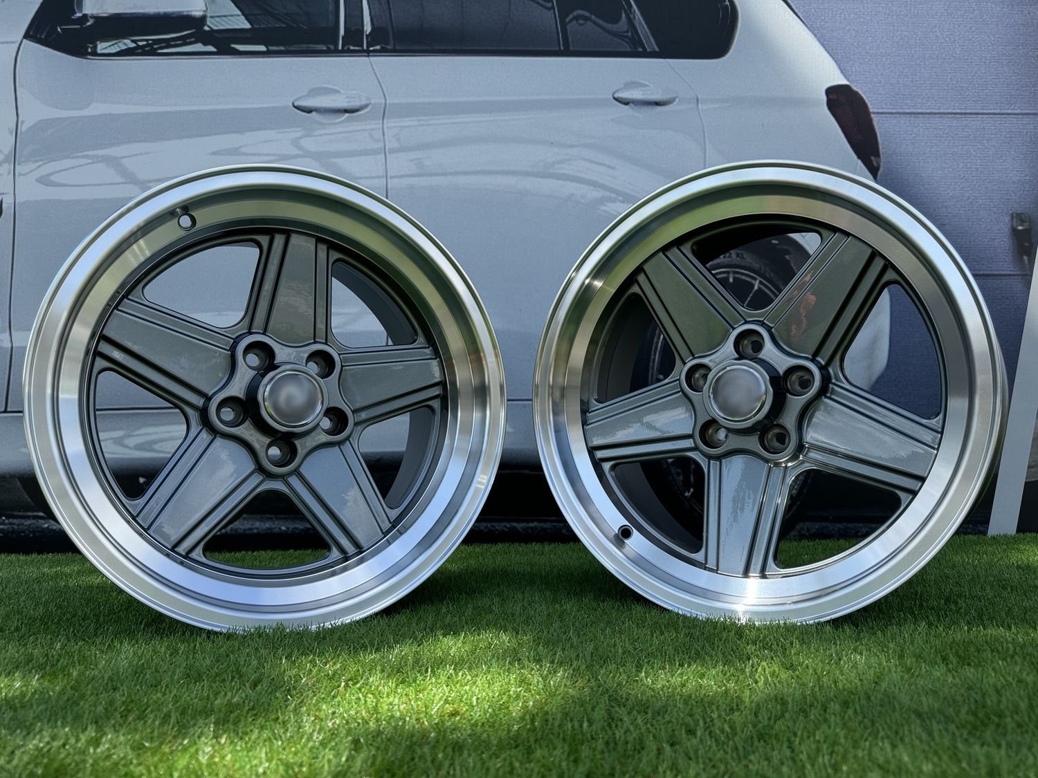 Mercedes Benz AMG Penta style R17x9 5X112 ET12 66.6 Gunmetal with Diamond Cut lip 2