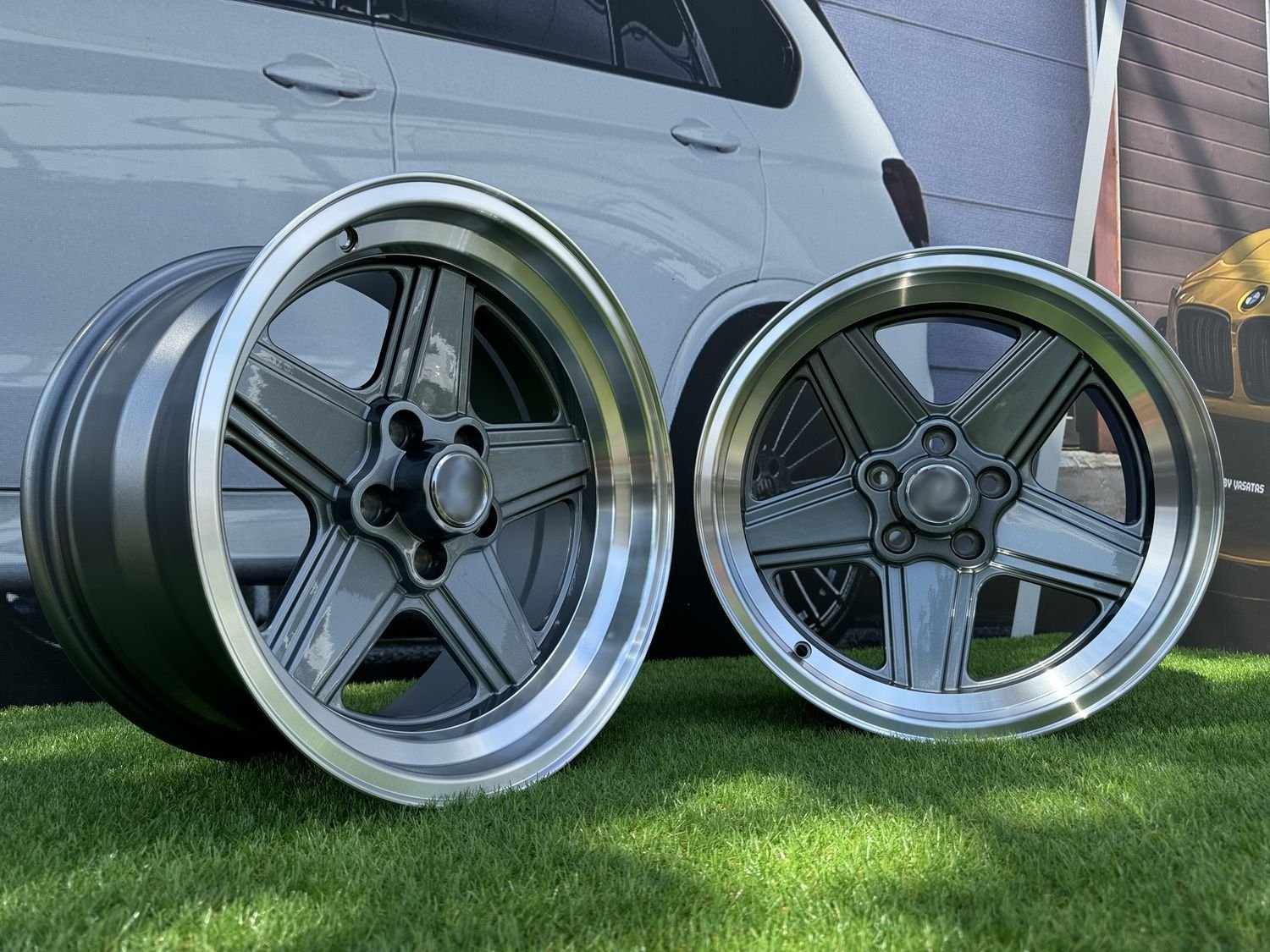 Mercedes Benz AMG Penta style R17x8 5X112 ET12 66.6 Gunmetal with Diamond Cut lip 3
