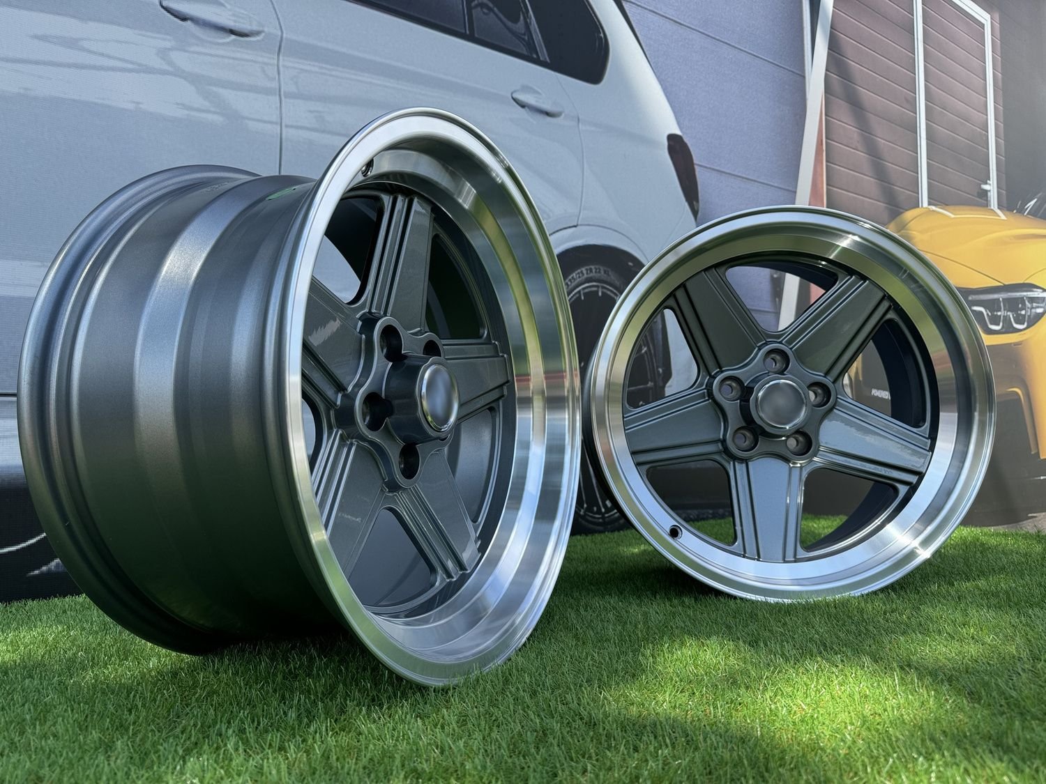 Mercedes Benz AMG Penta style R17x8 5X112 ET12 66.6 Gunmetal with Diamond Cut lip 4