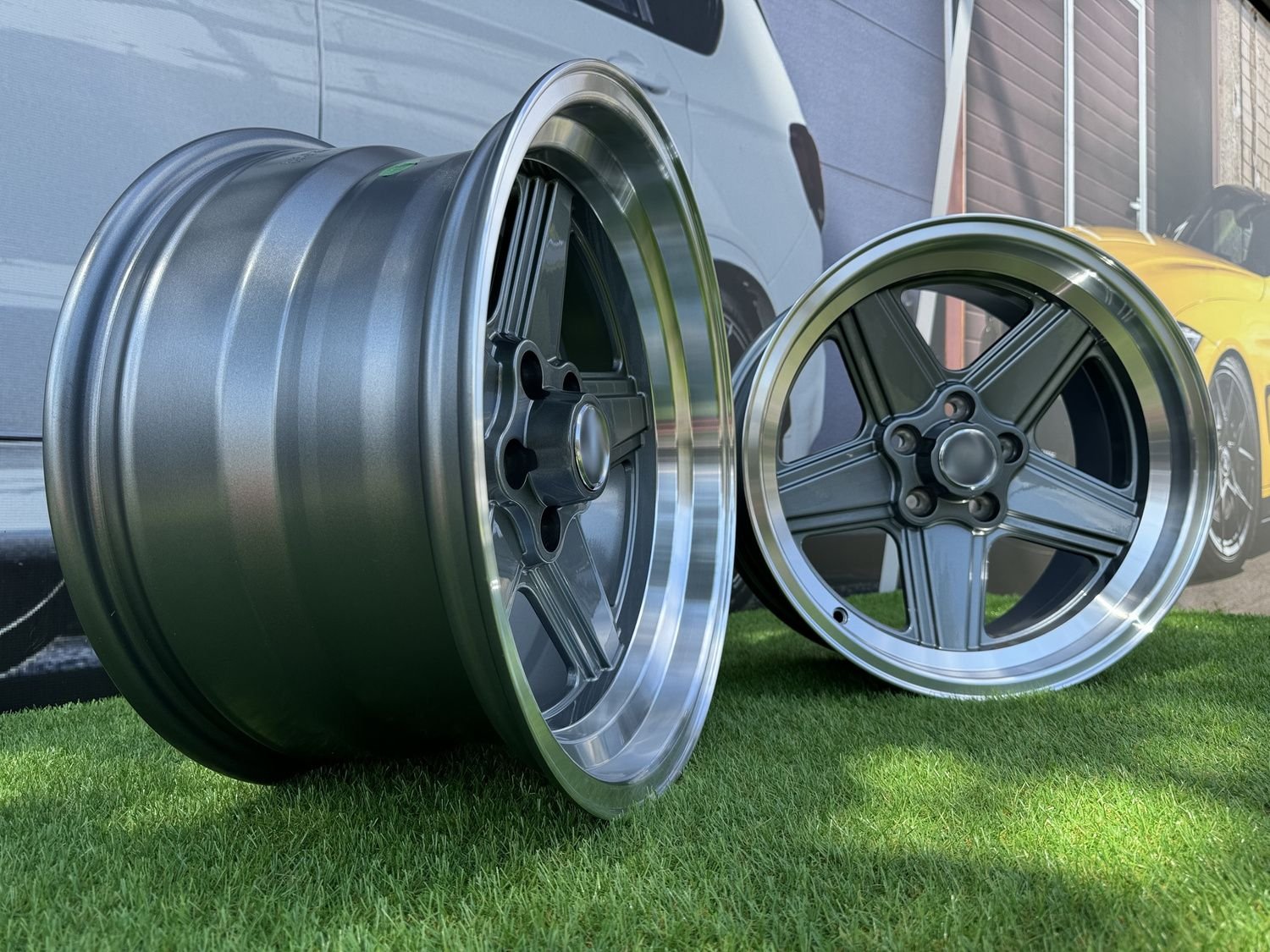 Mercedes Benz AMG Penta style R17x8 5X112 ET12 66.6 Gunmetal with Diamond Cut lip 5