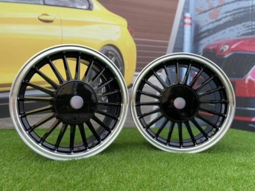 BMW E30 Alpina 3 Series Styling 16X7J 4X100/4X114.3 ET28 73.1 Black with Diamond Cut Lip