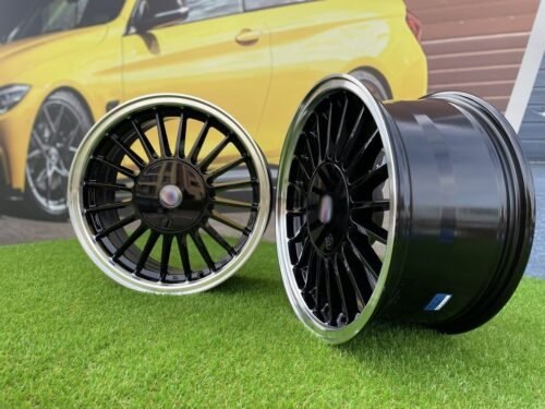 BMW E30 Alpina 3 Series Styling 16X7J 4X100/4X114.3 ET28 73.1 Black with Diamond Cut Lip