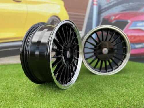 BMW E30 Alpina 3 Series Styling 16X7J 4X100/4X114.3 ET28 73.1 Black with Diamond Cut Lip