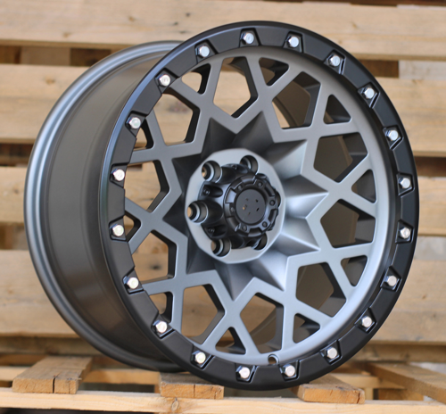 RACINGLINE R17x9 6X114.3 ET 0 66.1 JT245 Grey Polished Matt (MGM) For 4X4 (K3+K4) (Silver Rivets)