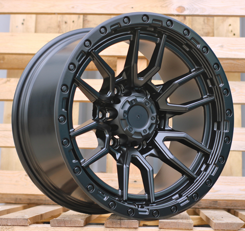 RACINGLINE R17x9 6X139.7 ET 0 110.1 FBX109 Black Matt (BM) For 4X4 (K3) (HYBRID FORGED + Silver Rivets)